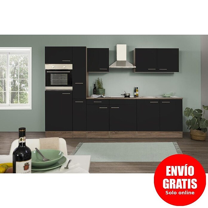 Respekta Cocina modular completa Oliver (Ancho: 300 cm, Negro, Sin electrodomésticos) | BAUHAUS