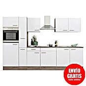 Respekta Composición de cocina (Ancho: 300 cm, Con dispositivos eléctricos, Brillo satinado blanco)