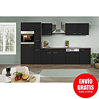Respekta Oliver Composición de cocina Oliver (Ancho: 310 cm, Negro, Con electrodomésticos)