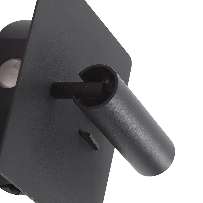 Lucande Wandleuchte Magya - L x B x H: 15 x 14 x 14 cm, schwarz, schwarz - Mattschwarzer Wandstrahler mit verstellbarem zylindrischem Kopf auf quadratischer Basis.