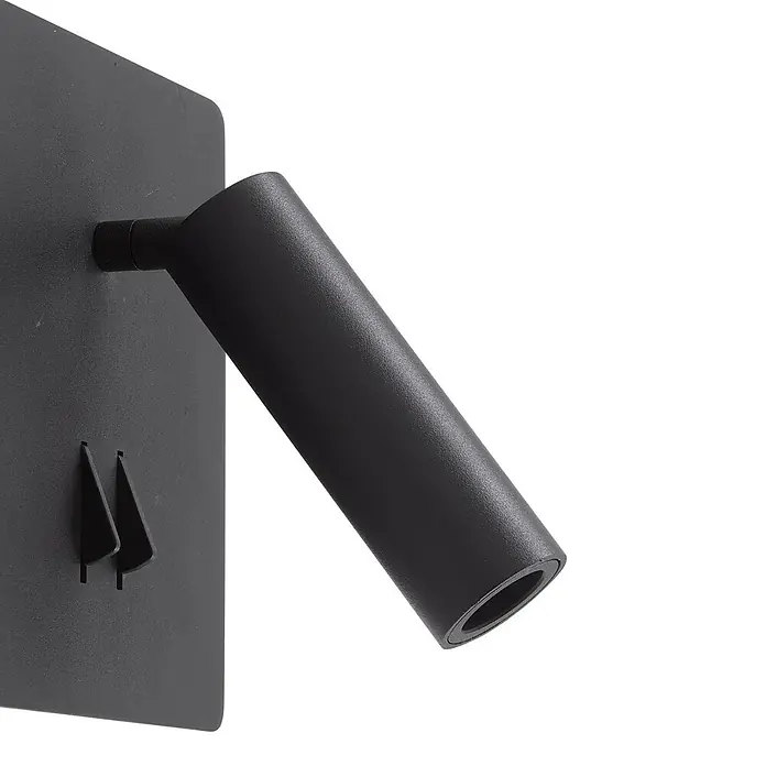 Lucande Wandleuchte Magya - L x B x H: 15 x 14 x 14 cm, schwarz, schwarz - Mattschwarze Metall-Wandleuchte mit quadratischer Basis und angewinkeltem zylindrischem Spotkopf.