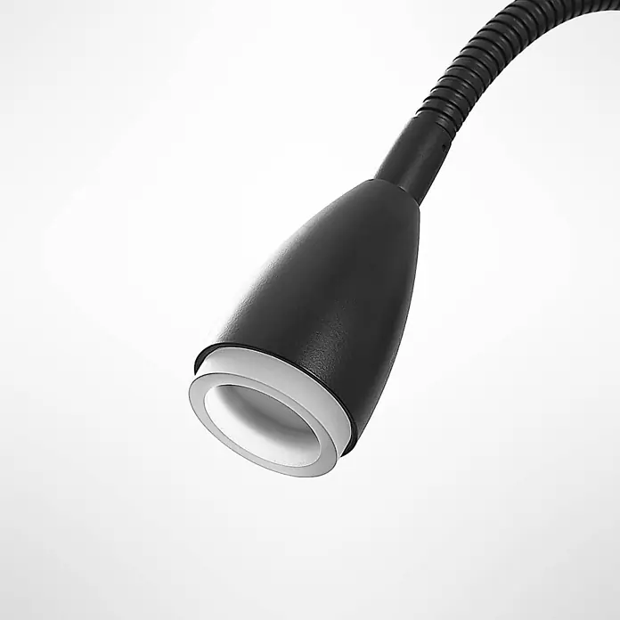 Lindby Wandleuchte Jolka - L x B x H: 30 x 7 x 15 cm, schwarz, schwarz - Schwarze, flexible Schwanenhalslampe mit hellem Innenreflektor.