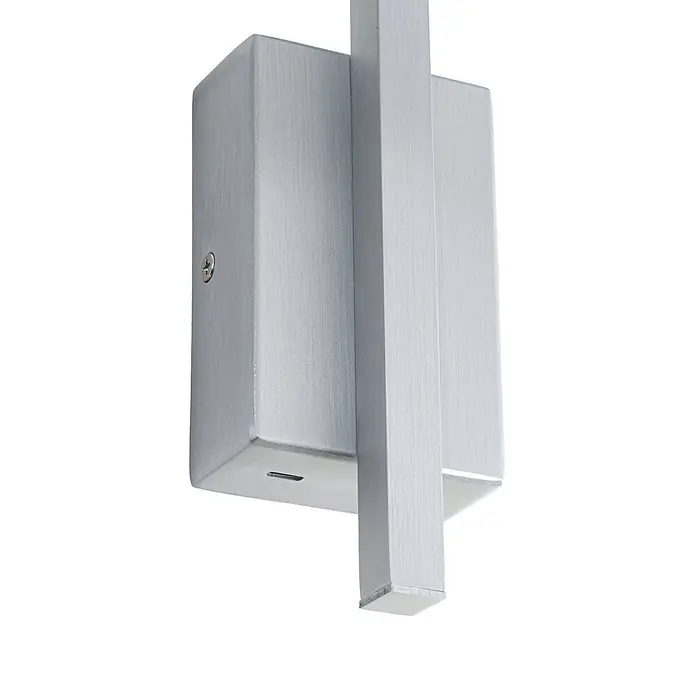 Lucande Wandleuchte Steve - alu / grau / zink, alu / grau / zink - Gebürstete silberne moderne Wandleuchte mit rechteckiger Basis und ausragendem Arm, mit kleinem Licht- oder Sensorschlitz.