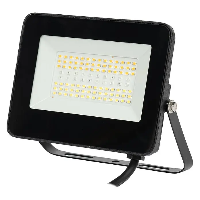 Prios Erdspießleuchte Liezel - 14 cm - Schwarzer LED-Flutlichtstrahler mit weißer Leuchtfläche und Metallständer.