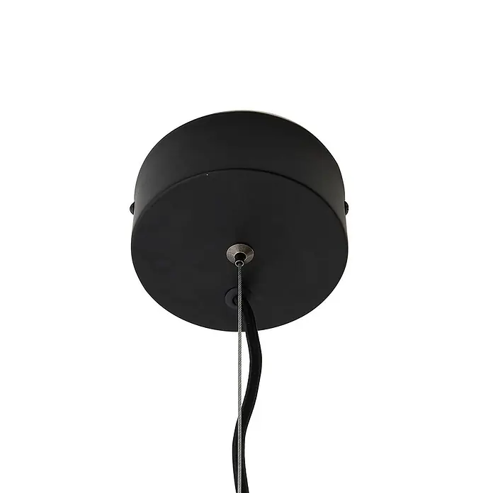 Lucande Pendelleuchte Lucya - L x B x H: 24 x 24 x 43 cm, weiß / opal, weiß, Schwarz - Schwarze runde Deckenrosette für Pendelleuchte mit Stoffkabel und Aufhängedraht.