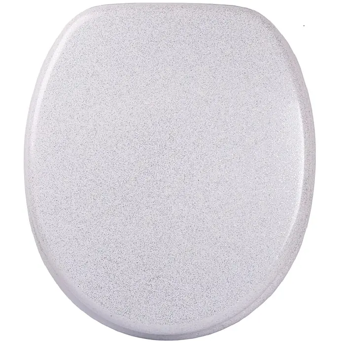 SANILO WC-Sitz Glitzer Weiß mit Schnellverschluss - MDF, Weiß, Mit Absenkautomatik - Weißer Toilettensitz mit gesprenkeltem Glitzer-Finish.
