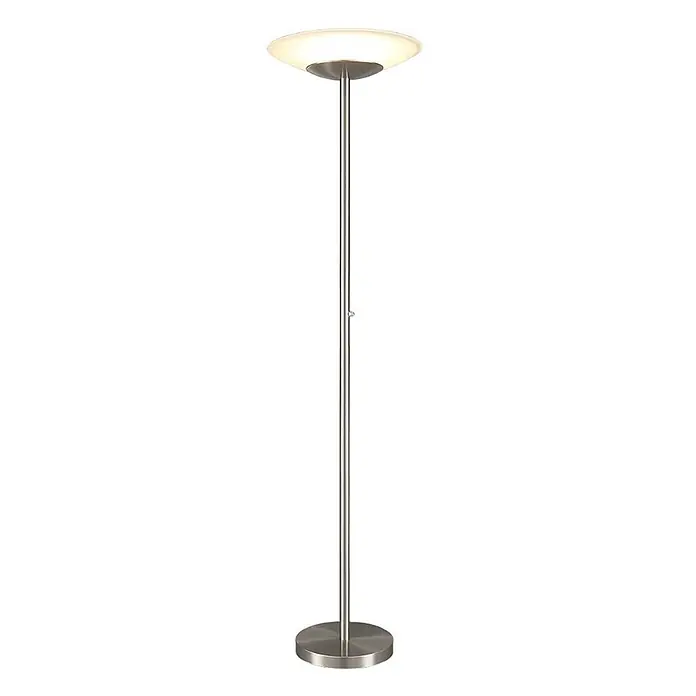 Lindby LED-Deckenfluter Ragna - Höhe: 181,5 cm, alu / grau / zink, Warmweiß - Gebürstete Metall-Stehleuchte mit mattiertem Glas-Uplighter, der warmes Licht abgibt.