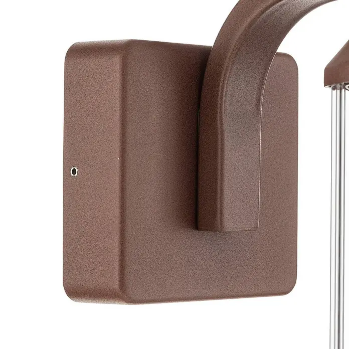 Lindby LED Wandleuchte aussen in rost, transparent, Aussenlampe Wand -  - Strukturierte braune quadratische Metall-Wandleuchtenbasis mit gebogenem Arm.