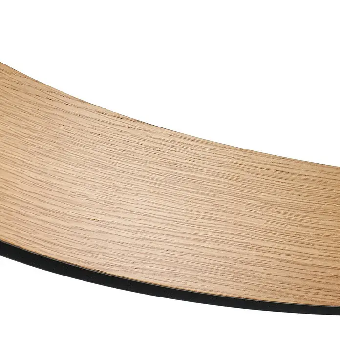 Lucande Pendelleuchte Daelor - schwarz, Schwarz, holzfarben - Gebogenes helles Holzelement mit schwarzem Rand.