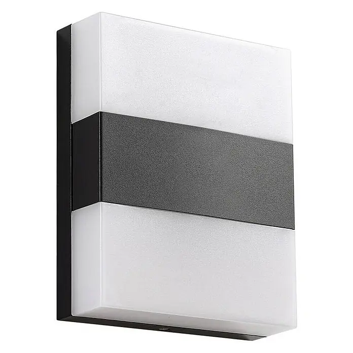 Prios Außenwandleuchte Teekon - 5,3 x 16 x 20 cm, schwarz, weiß / opal, IP44 - Rechteckige schwarze und dunkelgraue Außenwandleuchte mit mattweißen Lichtpaneelen.