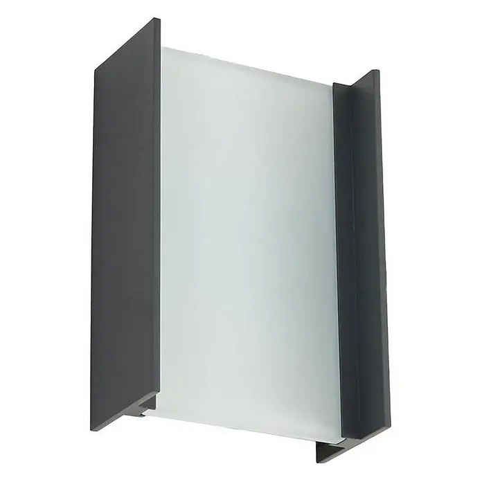 Lindby Außenwandleuchte Selqa - schwarz, weiß / opal, IP65 - Dunkelgraue Wandleuchte aus Metall mit einer mattweißen Diffusorplatte.
