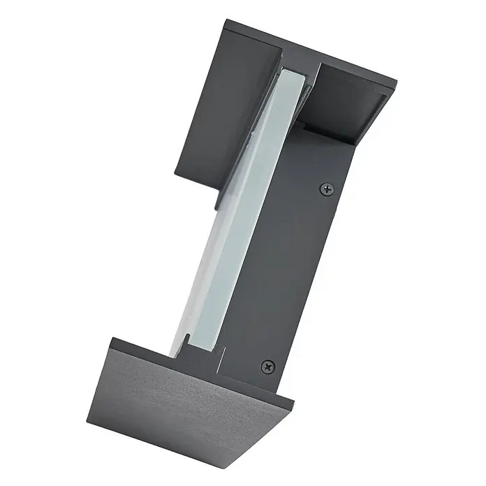 Lindby Außenwandleuchte Selqa - schwarz, weiß / opal, IP65 - Anthrazitfarbene Außenleuchte mit rechteckigem Design und mattiertem Diffusor.