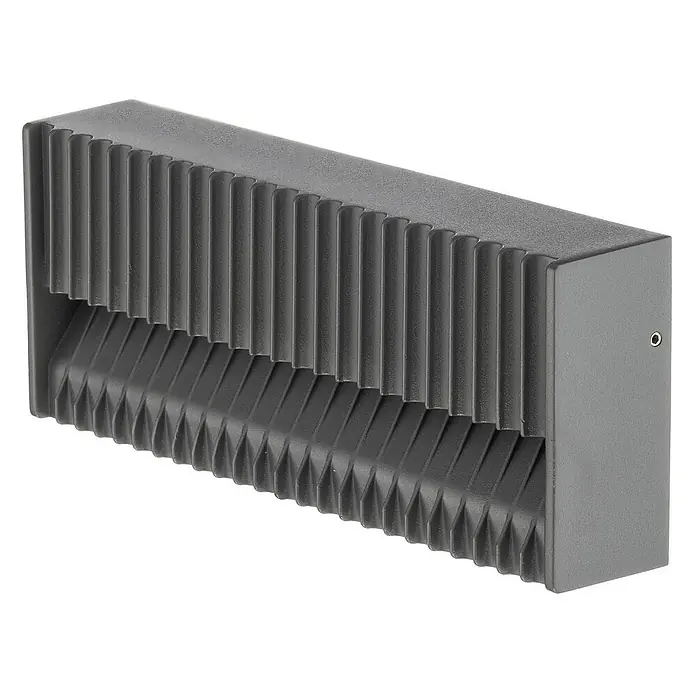 Lucande Außenwandleuchte Tavion - 4,6 x 25 x 10 cm, schwarz, schwarz, IP65 - Dunkelgraue rechteckige Wandleuchte mit geripptem Lamellendesign für Auf- und Abwärtsbeleuchtung.