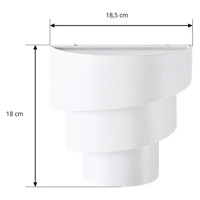 Lindby Außenwandleuchte Valir - 9,3 x 18,5 x 18 cm, weiß / opal, weiß / opal, IP54 - Weiße geschichtete spiralförmige Wandleuchte, 18,5 cm breit und 18 cm hoch.