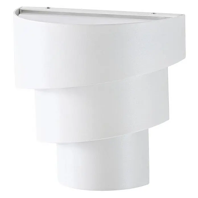 Lindby Außenwandleuchte Valir - 9,3 x 18,5 x 18 cm, weiß / opal, weiß / opal, IP54 - Weiße geschichtete halbrunde Wandleuchte für Umgebungsbeleuchtung.