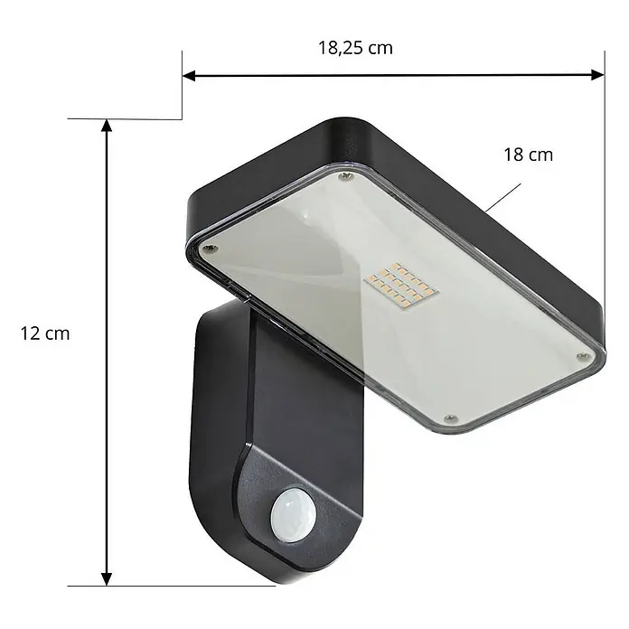Prios Außenwandleuchte Tarlson - 12,8 x 18 x 12 cm, schwarz, IP44 - Schwarz wandmontierter LED-Flutlicht mit integriertem Bewegungsmelder.