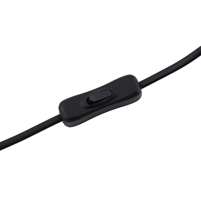 Lindby Tischleuchte Jyla - schwarz, schwarz - Schwarzer Kunststoff-Zwischenschalter an einem Kabel.