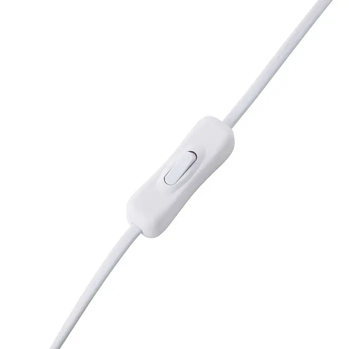 Lindby Tischleuchte Jyla - weiß / opal, weiß / opal - Weißer Zwischenschalter mit Wipptaste an passendem Kabel.