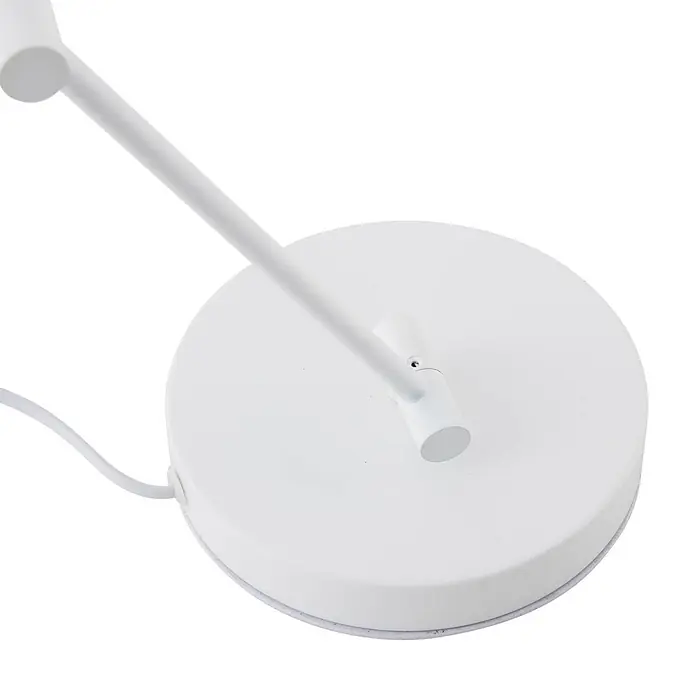 Lindby Tischleuchte Jyla - weiß / opal, weiß / opal - Weiße runde Lampenbasis mit verstellbarem Arm und Stromkabel.