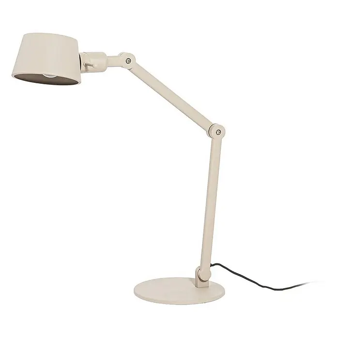 Lucande Tischleuchte Silka - L x B x H: 71 x 22 x 93,5 cm, creme / amber, creme / amber, E27 - Verstellbare matte beigefarbene Schreibtischlampe mit konischem Schirm und rundem Fuß.