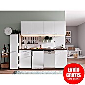 Respekta Composición de cocina (Ancho: 225 cm, Con placa de dos fuegos, Blanco)