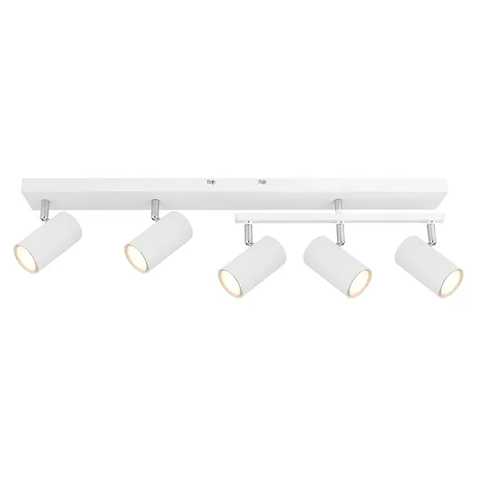 Globo Deckenstrahler Robby - 35 W, L x B x H: 70 x 35 x 17 cm, Weiß, GU10, 5 Stk. - Weiße Deckenleuchte mit sechs verstellbaren Spots.