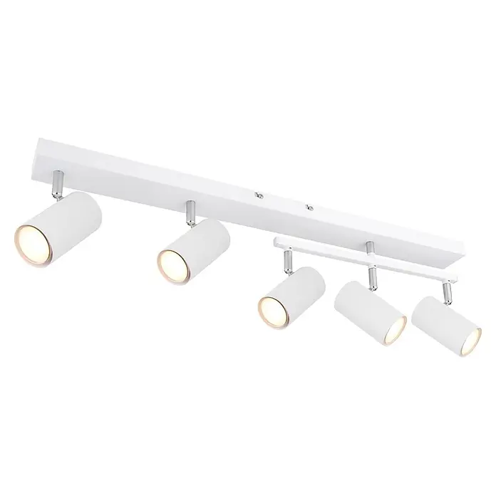 Globo Deckenstrahler Robby - 35 W, L x B x H: 70 x 35 x 17 cm, Weiß, GU10, 5 Stk. - Weißes Schienensystem mit mehreren verstellbaren Strahlern.