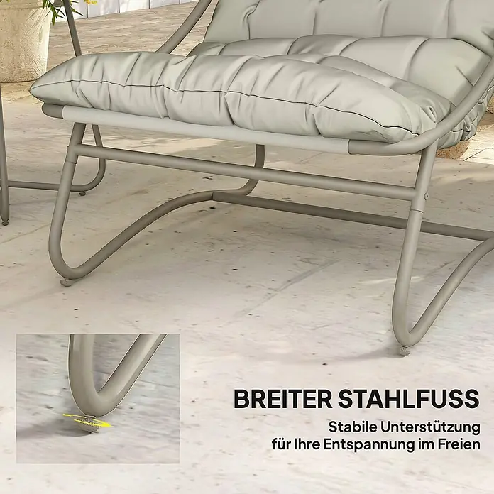 Outsunny Loungemöbel-Set - Hellgrau - Grauer Outdoor-Sessel mit Polstern und breitem Stahlfuß für stabile Entspannung im Freien.