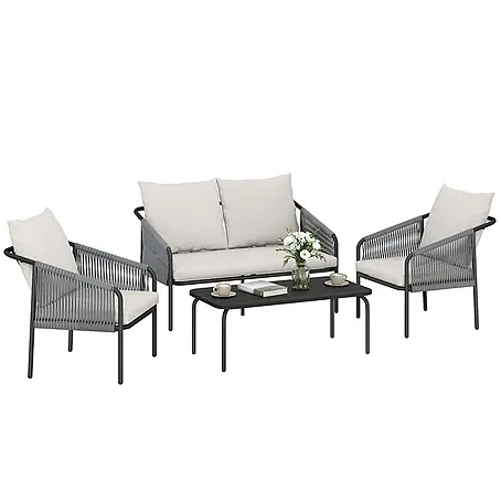 Outsunny  Loungemöbel-Set mit Tisch