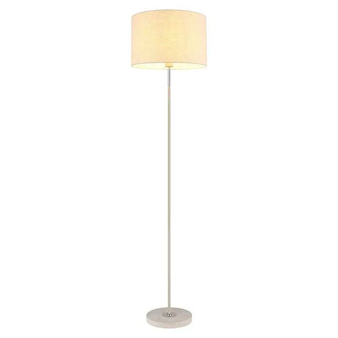 Globo Stehleuchte Deleon - 60 W, E27, Ø x H: 400 cm x 1.590 mm - Stehleuchte in Beige mit rundem Stoffschirm, schlankem Fuß und rundem Sockel.