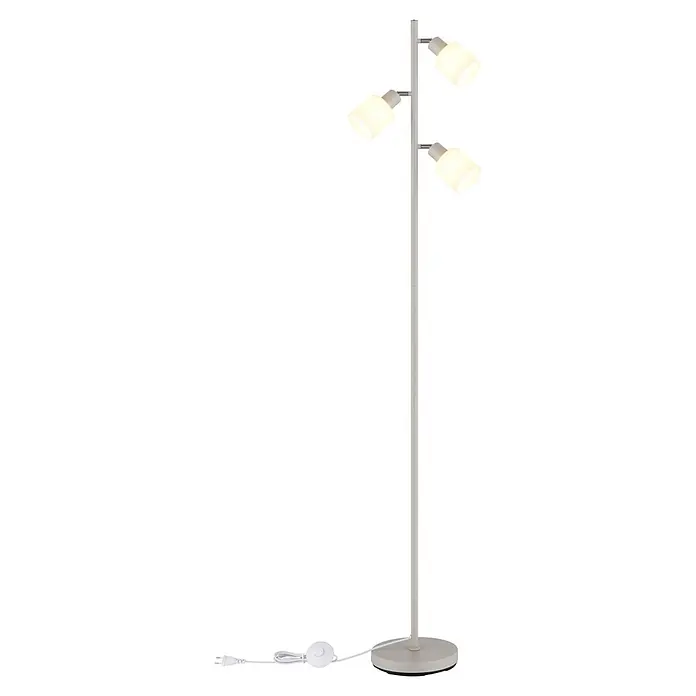 Globo Stehleuchte Trent - 25 W, Höhe: 1.610 mm, E14 - Beige Stehlampe aus Metall mit drei verstellbaren Strahlern und rundem Fuß, inklusive weißem Netzkabel und Fußschalter.