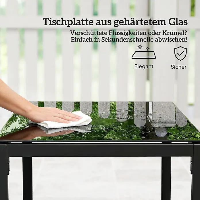 Outsunny Loungemöbel-Set - PE-Rattan, Cremeweiß - Gartentisch mit gehärteter Glasplatte, der gereinigt wird, betont die einfache Pflege und Eleganz.