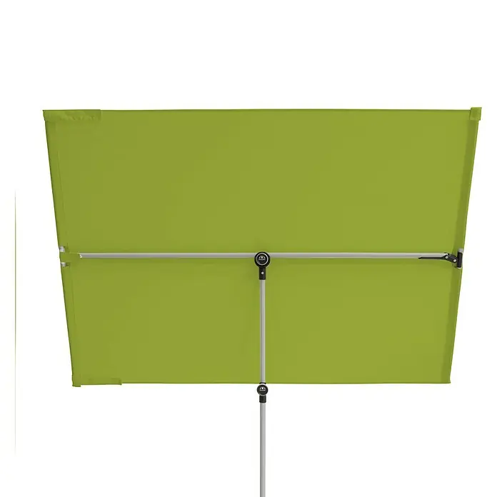 Doppler Active Balkonschirm - Grün, Bespannungsmaß (L x B): 180 x 130 cm - Ein grüner Sonnenschirm mit einem robusten, silbernen Rahmen, ideal für den Außenbereich, der Schatten und Schutz bietet.