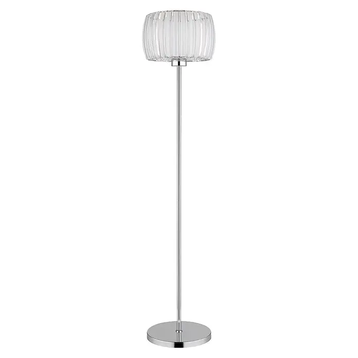 Globo Stehleuchte Maribel - 60 W, Höhe: 150 cm, E27 - Moderne Stehleuchte aus Chrom mit plissiertem, durchscheinendem Schirm.