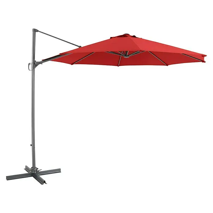 Sunfun Ampelschirm rund Florenz - Chili, Durchmesser Bespannung: 300 cm - Roter Sonnenschirm mit freitragendem Design und robustem Ständer für den Außenbereich, ideal für Garten oder Terrasse.