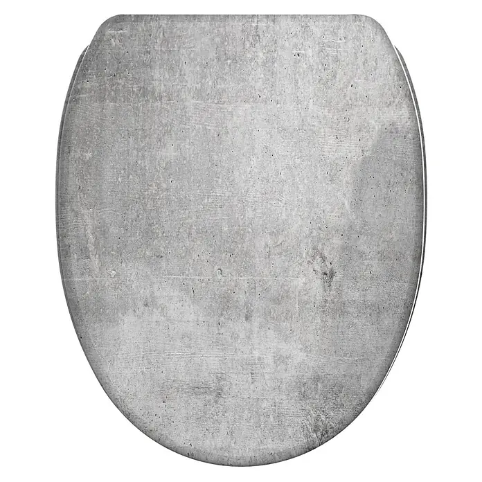 SANILO WC-Sitz Beton mit Schnellverschluss - MDF, Grau, Mit Absenkautomatik - Graue Toilettensitzabdeckung mit Betontextur.