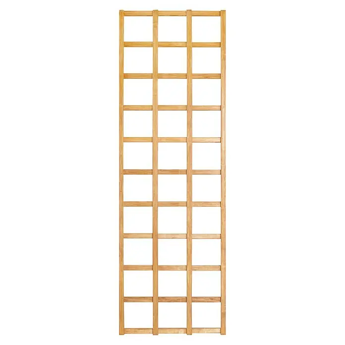 Kiehnholz Rankgitter Aspe - Hellbraun, Höhe: 180 cm - Ein rechteckiges, hellbraunes Holzspalier mit einem Gittermuster, ideal für Gartenpflanzen, die Halt suchen. Perfekt als dekoratives Gartenelement.