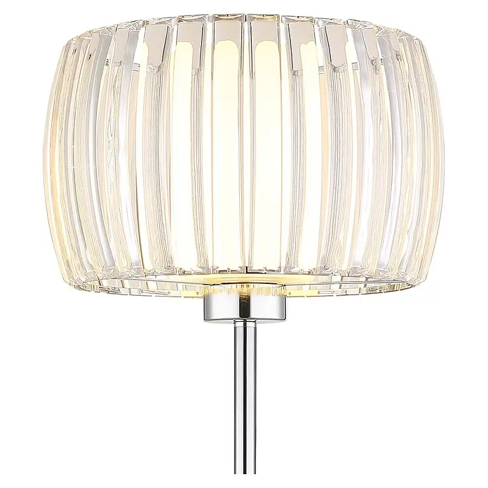 Globo Stehleuchte Maribel - 60 W, Höhe: 150 cm, E27 - Beleuchtete Lampe mit geripptem Glasschirm und Chromfuß.