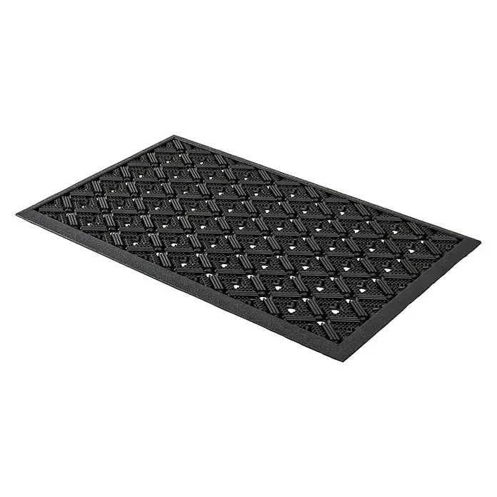 Astra Gummimatte Dynamic II - Schwarz, 40 x 60 cm - Schwarze Gummifußmatte mit einem dekorativen, durchbrochenen Rautenmuster. Ideal für den Eingangsbereich, um Schmutz und Nässe fernzuhalten.