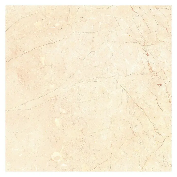Feinsteinzeugfliese Mercury - 80 x 80 cm, Crema, Glänzend - Beige Marmorfliese mit feinen Maserungen für elegante Boden- und Wandgestaltung.\n