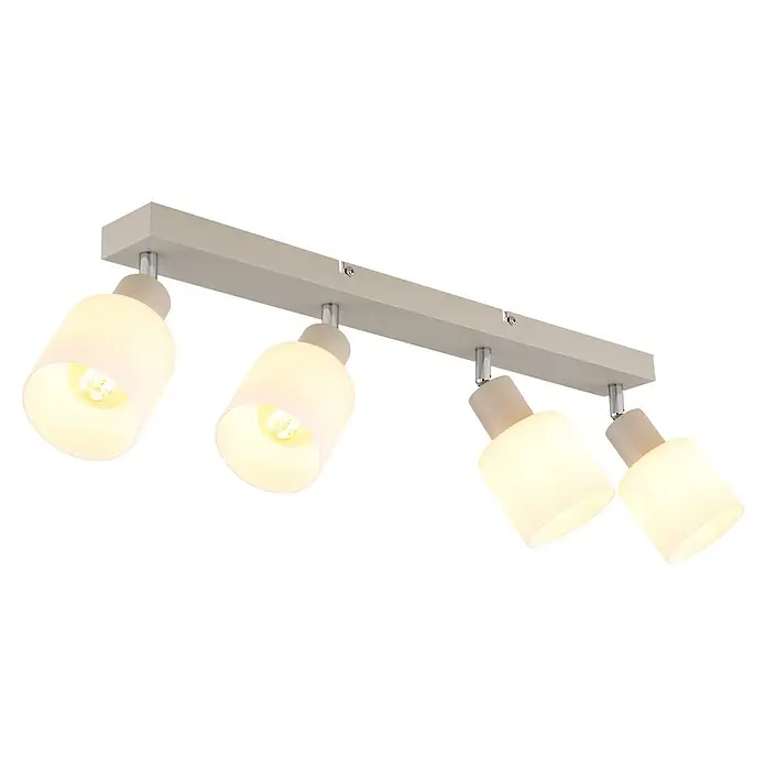 Globo Wand- & Deckenleuchte Trent - 25 W, L x B x H: 56 x 8 x 18,5 cm, Sandfarben, E14 - Vierflammiger beiger Deckenstrahler mit verstellbaren Köpfen und Chrom-Akzenten, beleuchtet.