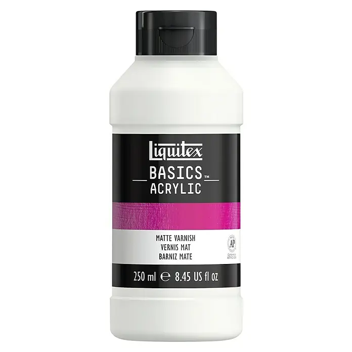 Liquitex Basics Firnis - Transparent, 250 ml, Matt - Eine Flasche Liquitex Basics Acryl Mattlack, ideal zum Schutz und zur Veredelung von Acrylbildern mit einem matten Finish.