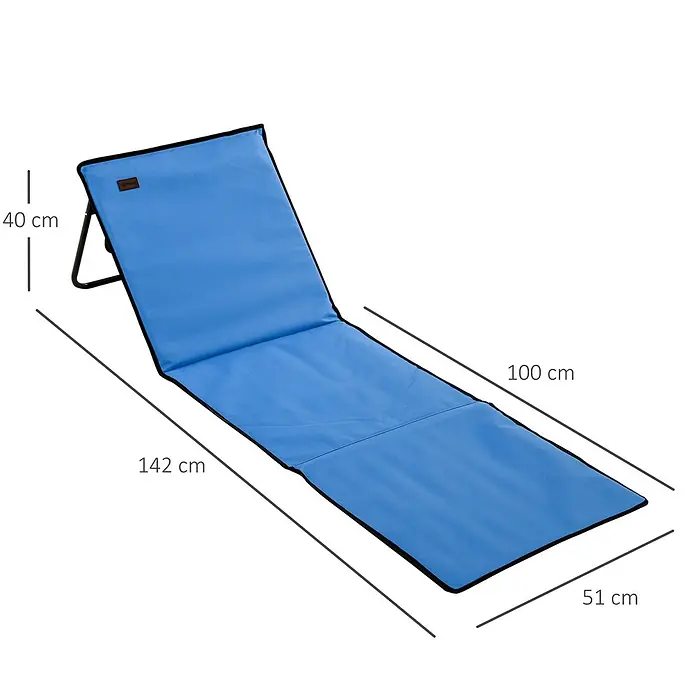 Outsunny Gartenliegen-Set - Blau, Stahl, Klappbar - Blaue faltbare Strandliege mit schwarzem Rand und verstellbarer Rückenlehne.