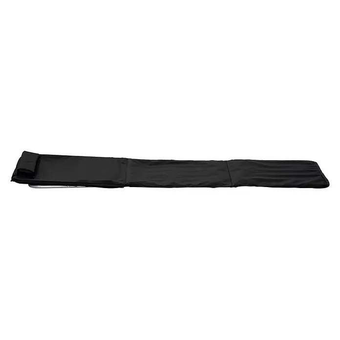 Outsunny Gartenliegen-Set - B x T: 48 x 134 cm, Schwarz, Stahl, Klappbar - Langes schwarzes Stoffschutzhülle, darunter silbernes Metall sichtbar.