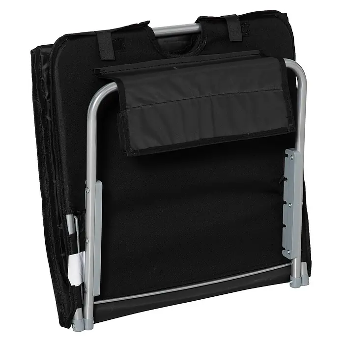 Outsunny Gartenliegen-Set - B x T: 48 x 134 cm, Schwarz, Stahl, Klappbar - Geklappte schwarze tragbare Tafel/Staffelei mit silbernem Metallrahmen und Tragegriff.