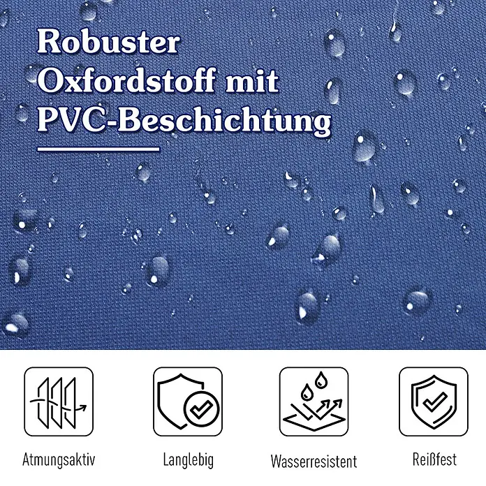 Outsunny Campingliege - Blau, Stahl - Blauer, robuster Oxfordstoff mit PVC-Beschichtung, atmungsaktiv, langlebig, wasser- und reißfest.