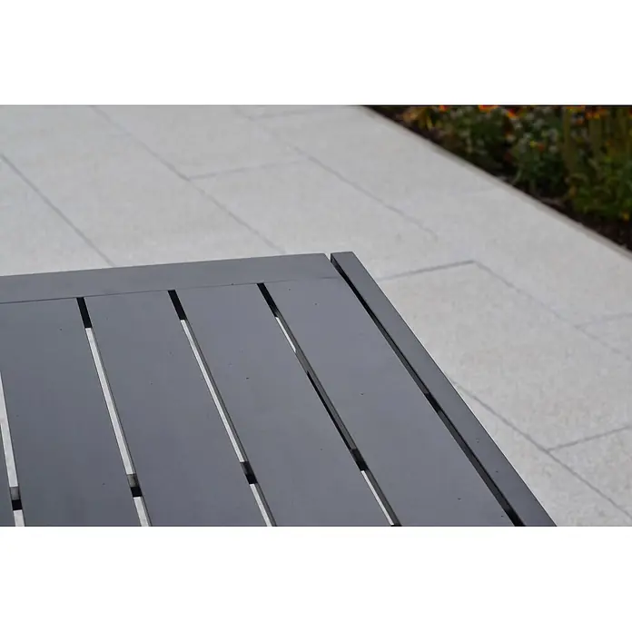 Merxx Gartentisch-Set Tilos - Gesamtumfang: 7 -tlg., Aluminium/Akazie, Klappbar - Dunkelgraue, lattenförmige Gartentischplatte.