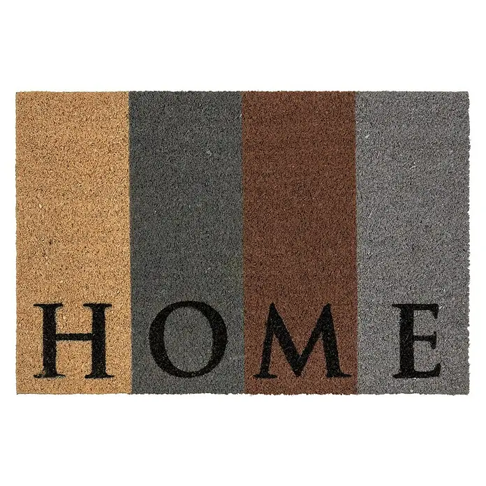 Astra Coco Fußmatte Style - 40 x 60 cm, Bunt, Material Nutzschicht: 100 % Kokos, Home, Kokos - Bunte Fußmatte mit dem Wort "HOME" in schwarzen Buchstaben, die einen einladenden Akzent für jeden Eingangsbereich bietet.