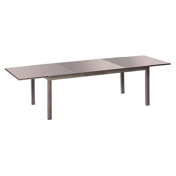Merxx Gartentisch-Set Carrara - Gesamtumfang: 9 -tlg., L x B x H: 300 x 110 x 75 cm, Aluminium/Textil, Klappbar - Ausziehbarer Esstisch mit metallgrauer Oberfläche und Metallgestell.