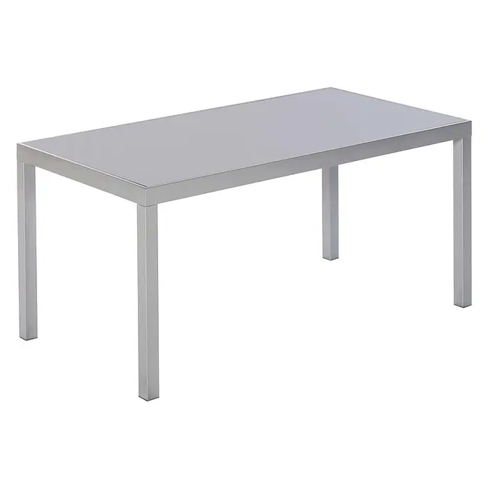 Merxx Gartentisch-Set Amalfi - Gesamtumfang: 7 -tlg., L x B x H: 150 x 90 x 72 cm, Aluminium/Textil, Stapelbar - Rechteckiger Esstisch mit grauer Glasplatte und silbernem Metallgestell.
